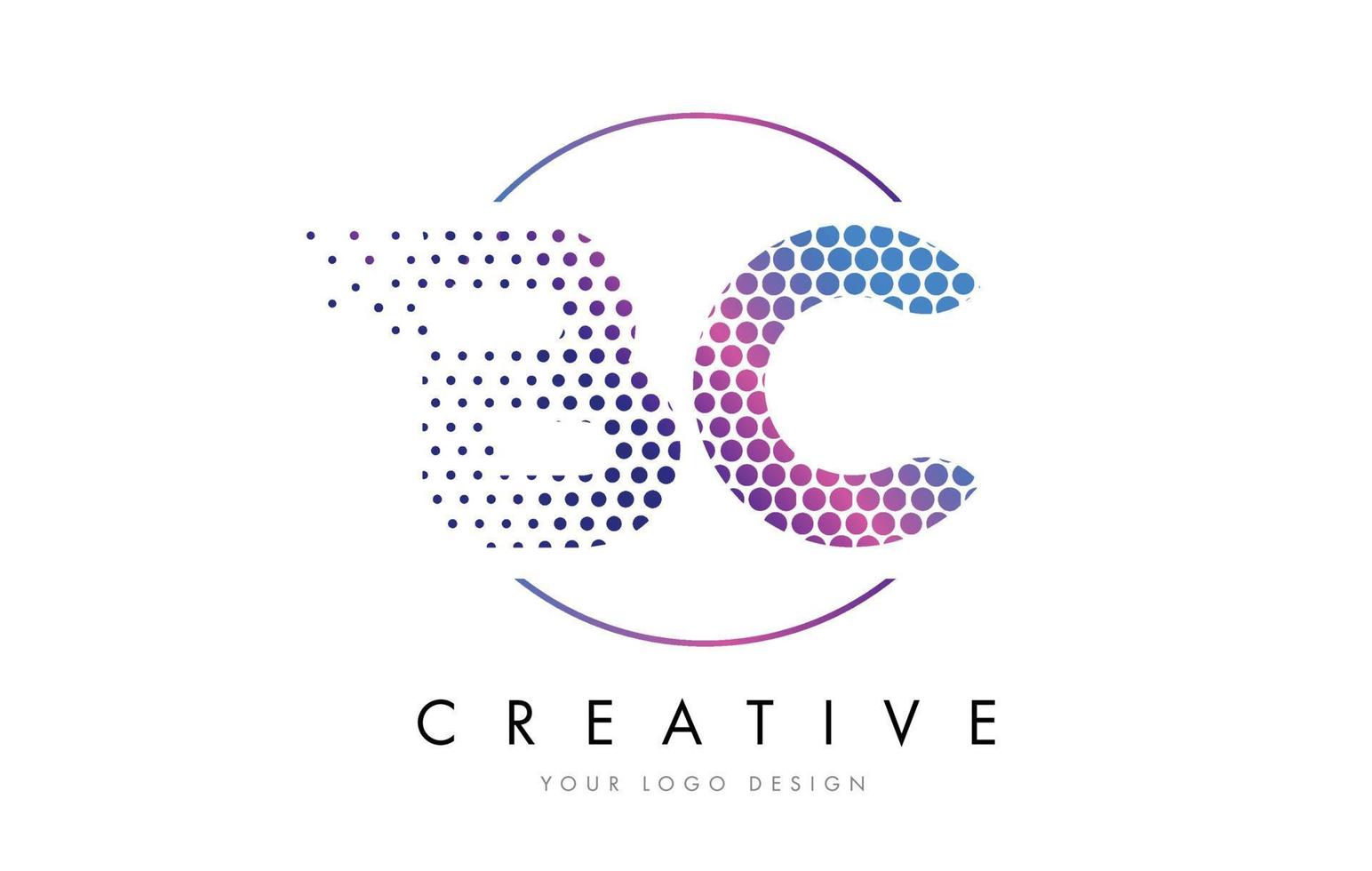 bc bc rosa magenta punteado burbuja carta logo diseño vector