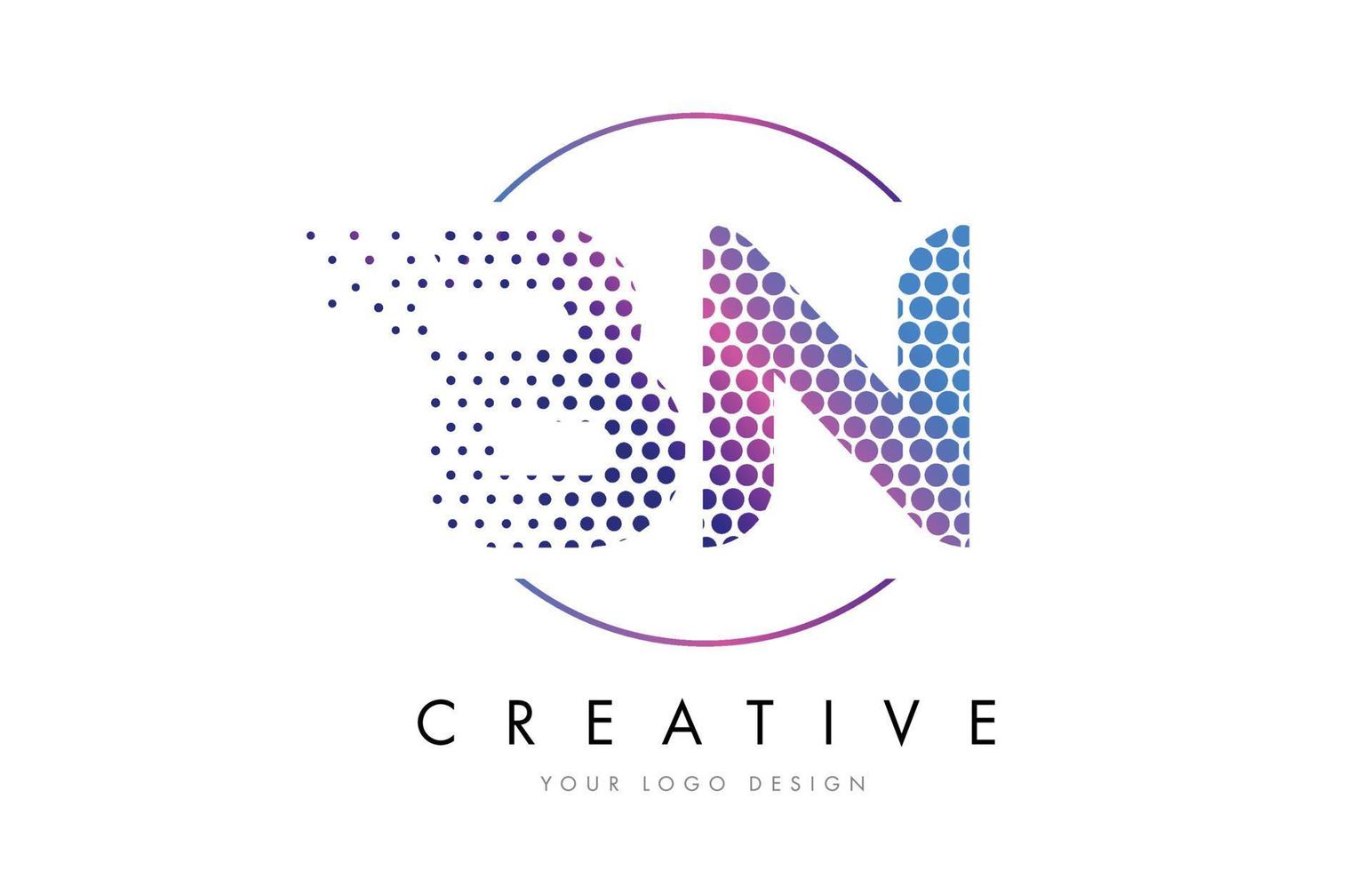 BN B N Pink Magenta Dotted Bubble Letter Logo Design Vector