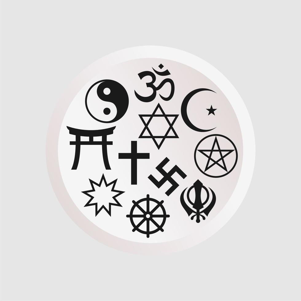 World Religious Symbols Set isolated on white background vector