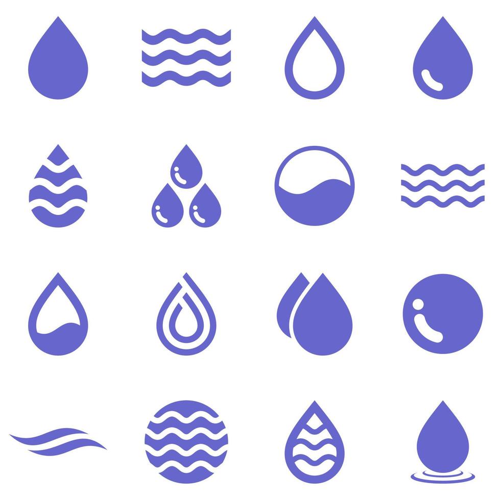 conjunto de iconos de vector de agua plana