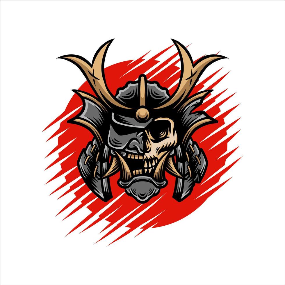 japanese sword demon demon armor mask vector design