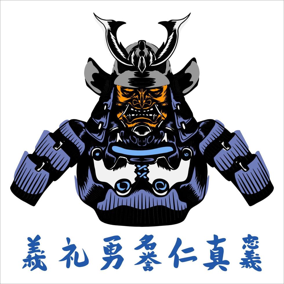 japanese sword demon demon armor mask vector design