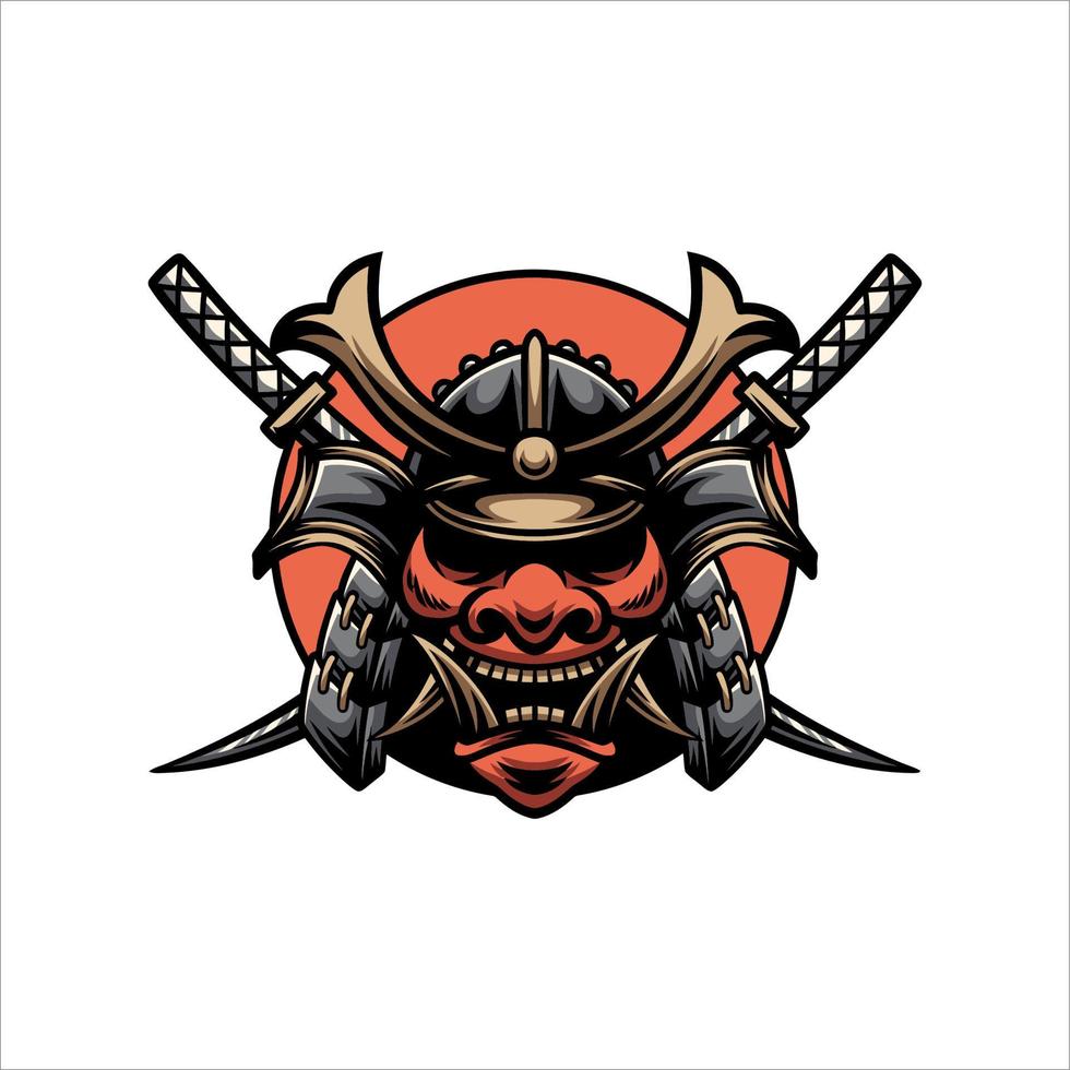 japanese sword demon demon armor mask vector design