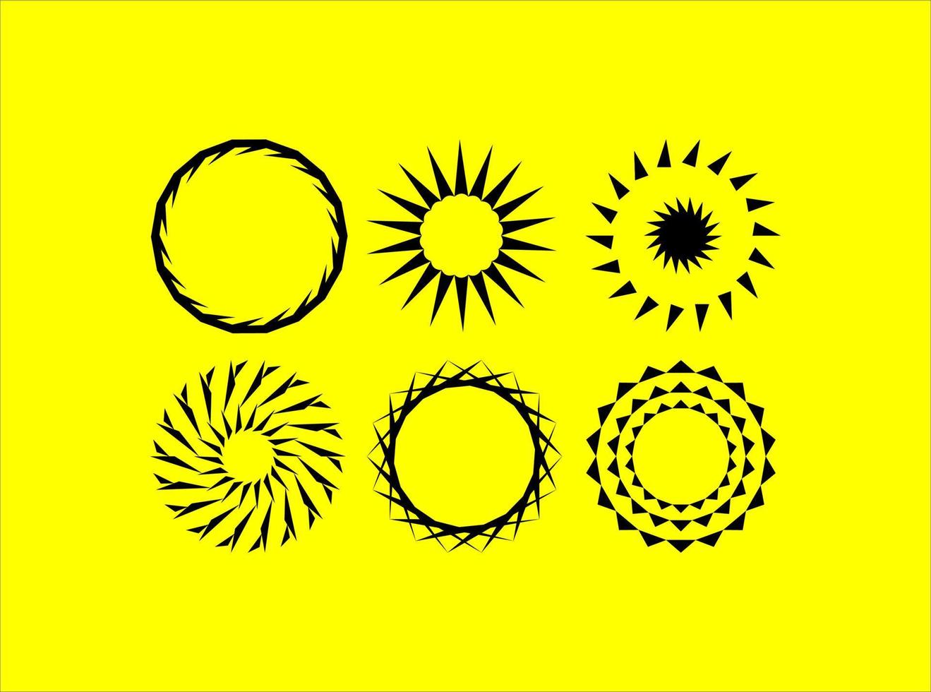 formas vectoriales círculo de sol en blanco y negro vector