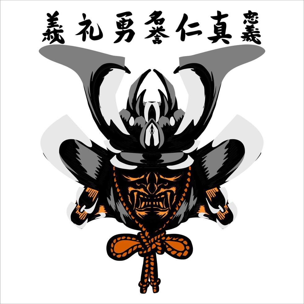 japanese sword demon demon armor mask vector design