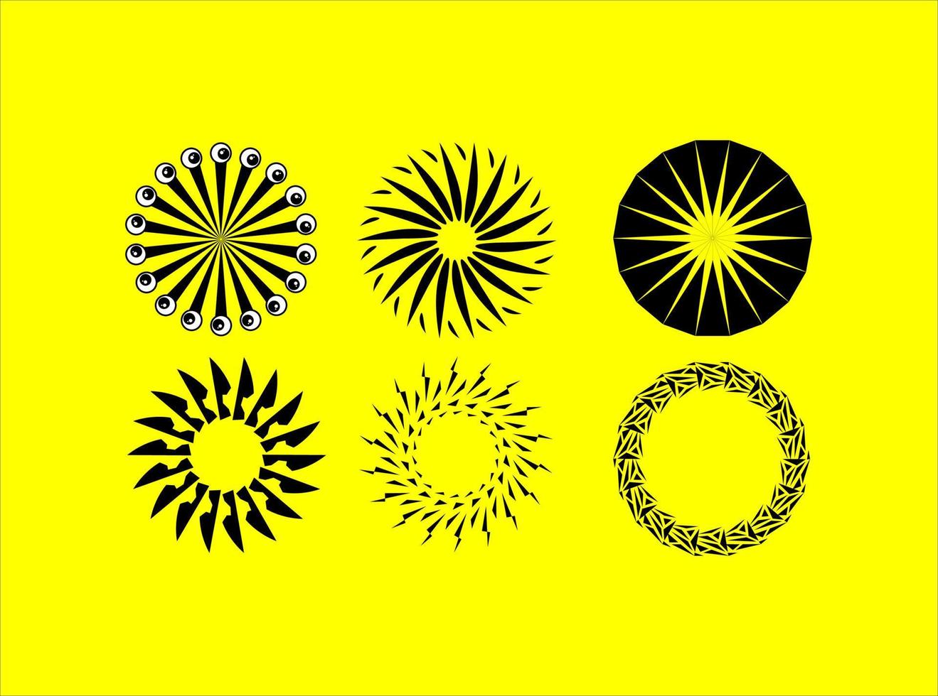 formas vectoriales círculo de sol en blanco y negro vector