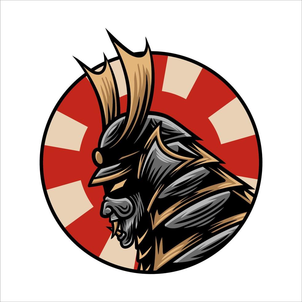 japanese sword demon demon armor mask vector design