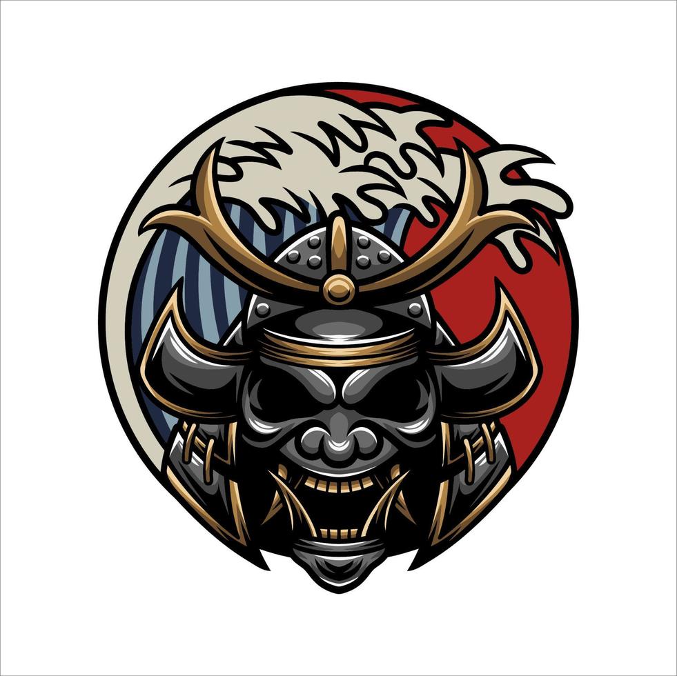 japanese sword demon demon armor mask vector design