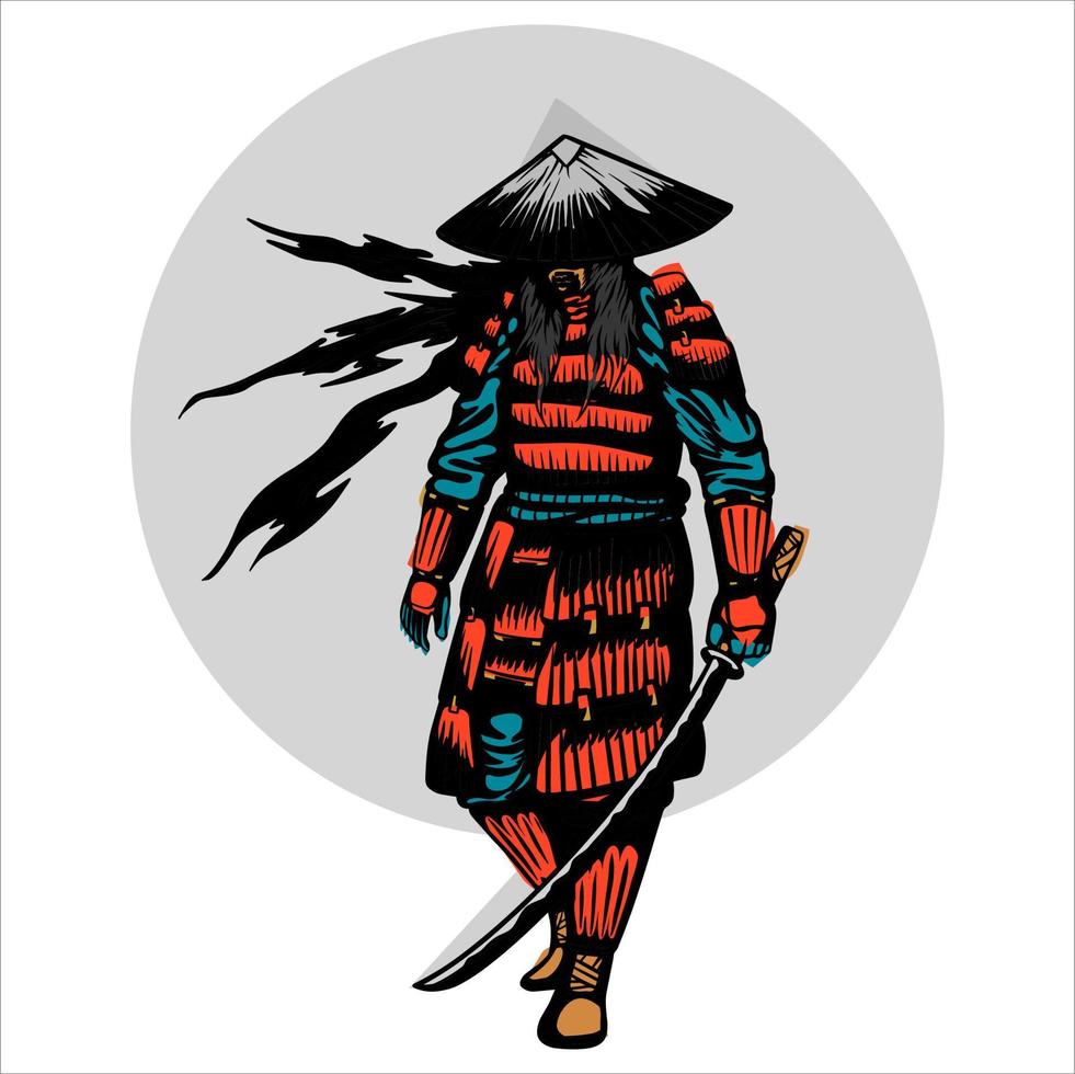 Japanese legendary ancient samurai vector design