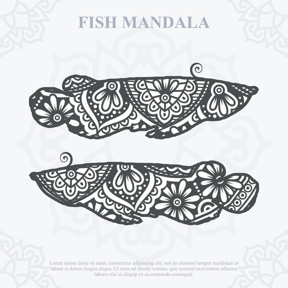 mandala de pescado. elementos de estilo boho. animales estilo boho dibujado. ilustración vectorial. vector