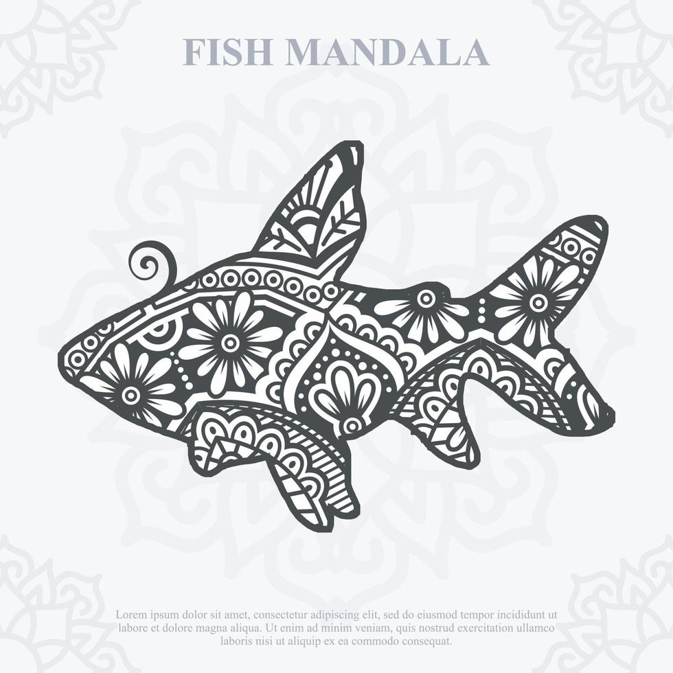FISH Mandala. Boho Style elements. Animals boho style drawn. vector illustration.
