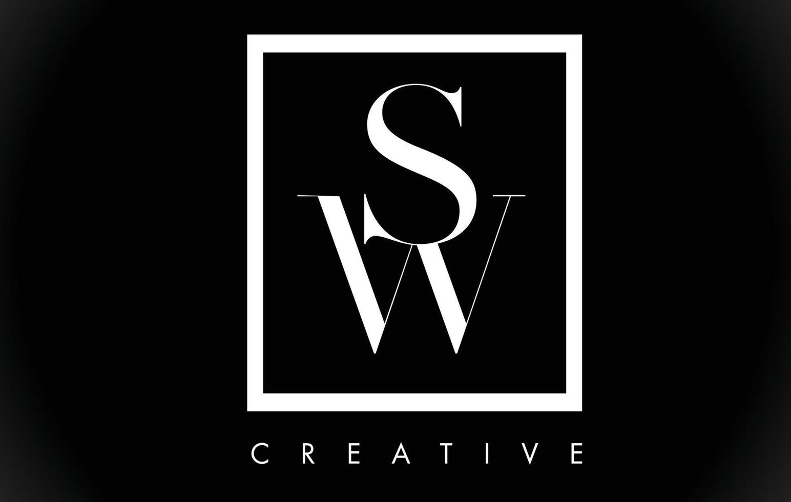 SW Letter Design Logo with Black and White Colors Vector. vector