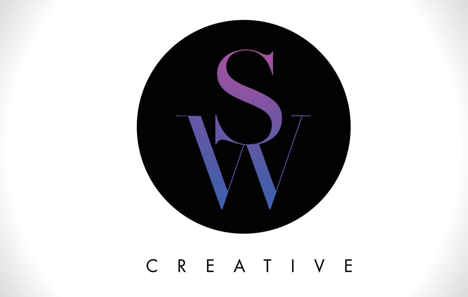 SW Letter Design Logo with Black and White Colors Vector. vector
