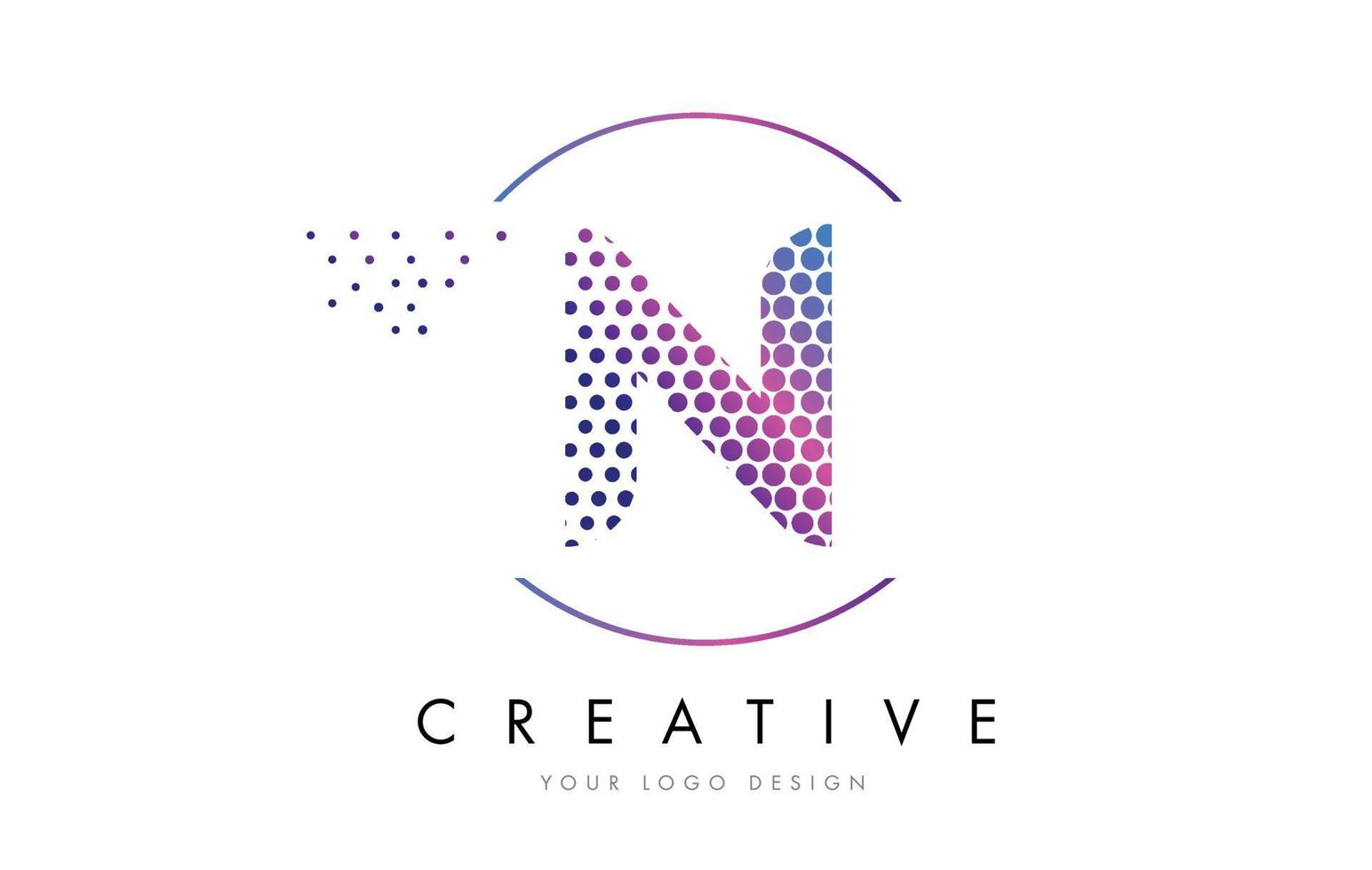 N Pink Magenta Dotted Bubble Letter Logo Design Vector
