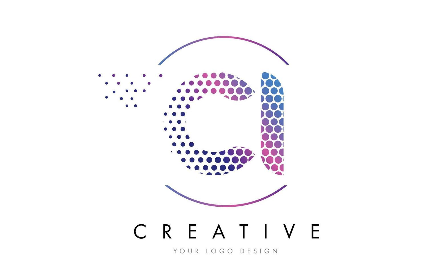 CI C I Pink Magenta Dotted Bubble Letter Logo Design Vector