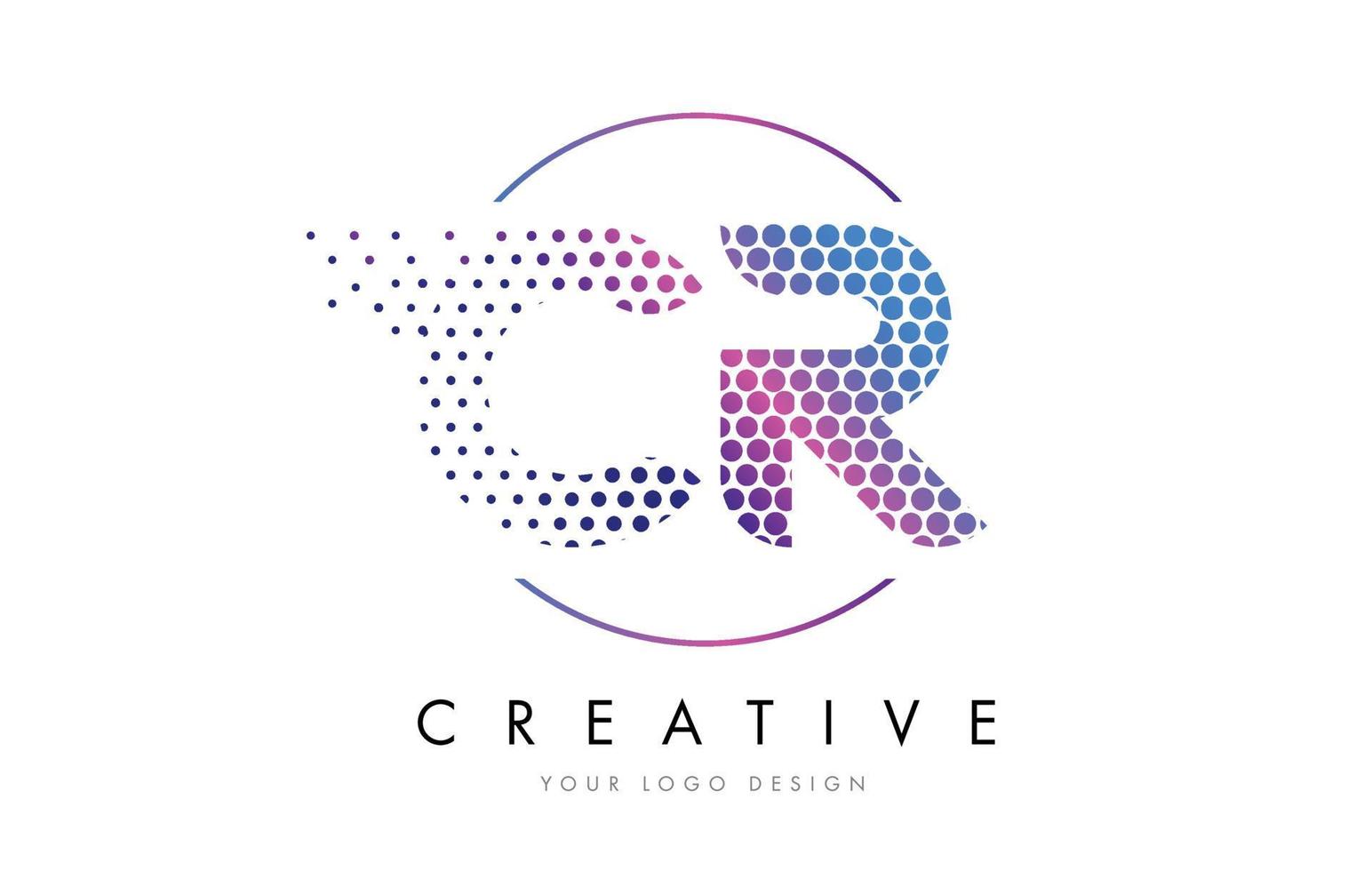 CR C R Pink Magenta Dotted Bubble Letter Logo Design Vector