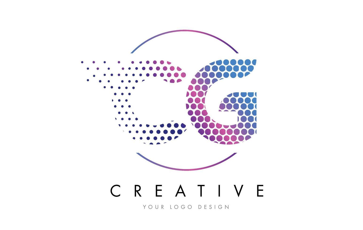 CG C G Pink Magenta Dotted Bubble Letter Logo Design Vector