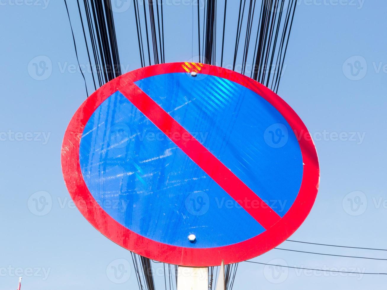 Stop sign and electrical wires. photo