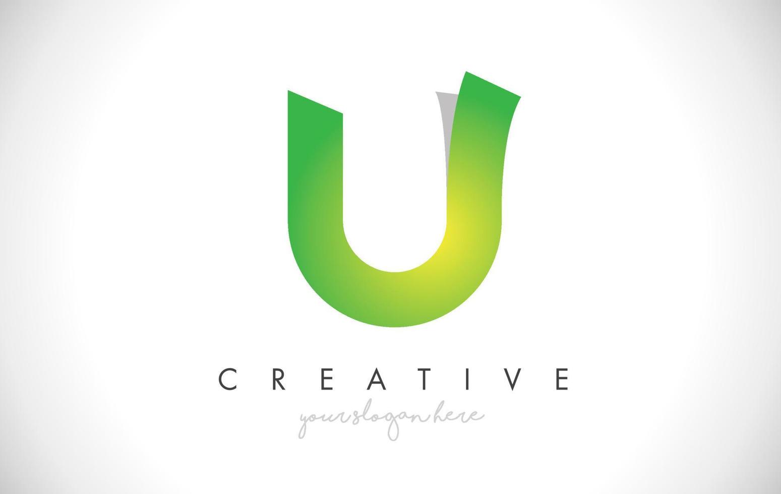 U Letter Design Icon With Paper Cut Design Vector Logo Illustration