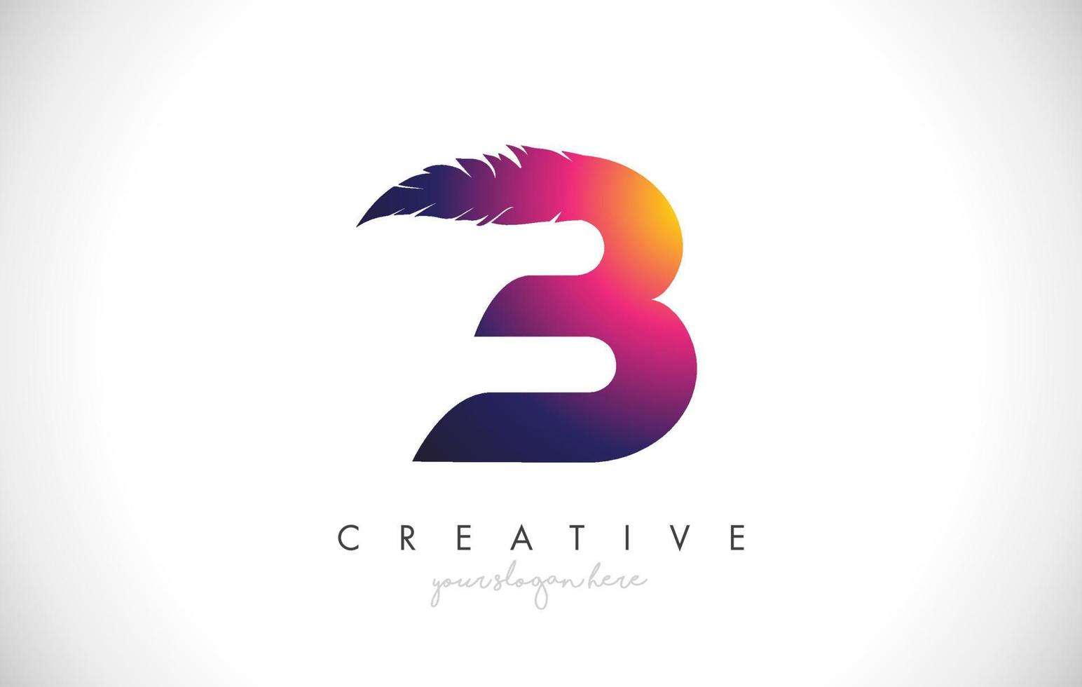 B Feather Letter Logo Icon Design With Feather Feathers Creative Look Vector Illustration