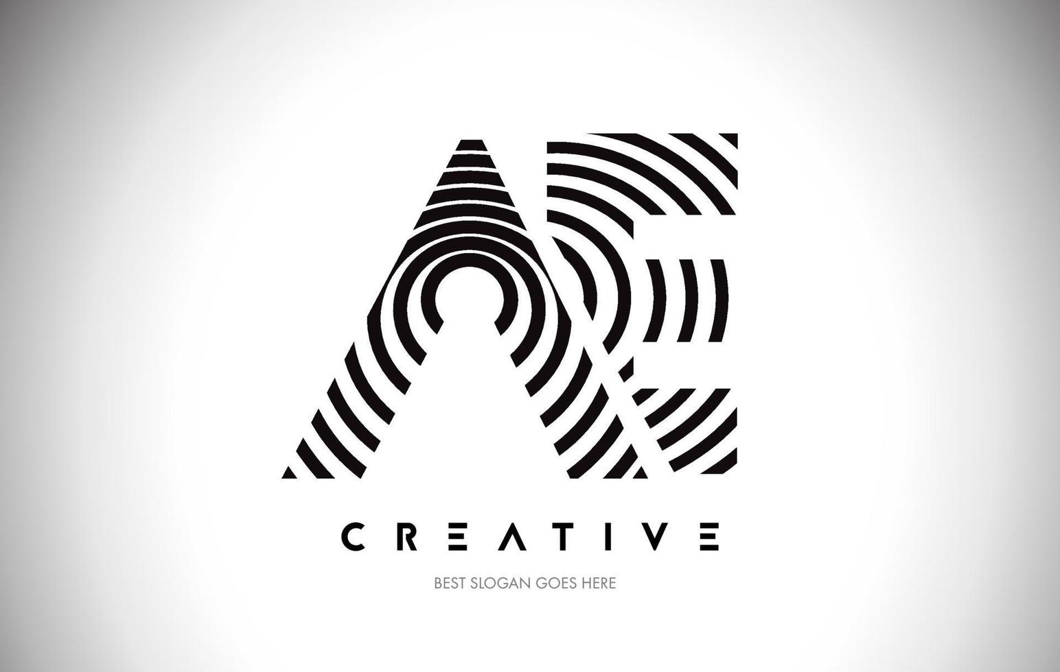 AE Lines Warp Logo Design. Letter Icon Made with Circular Lines. vector