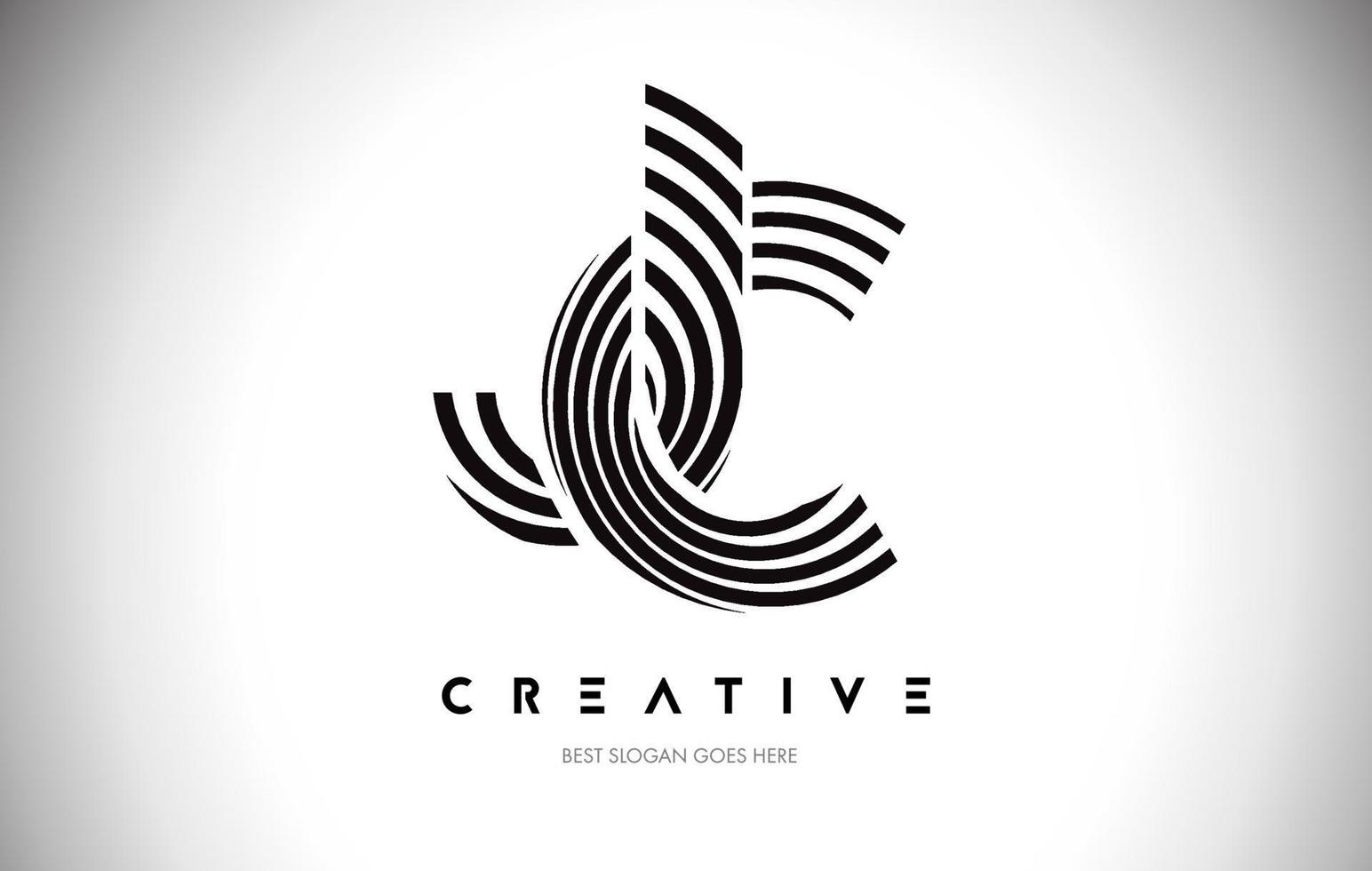 JC Lines Warp Logo Design. Letter Icon Made with Circular Lines. vector