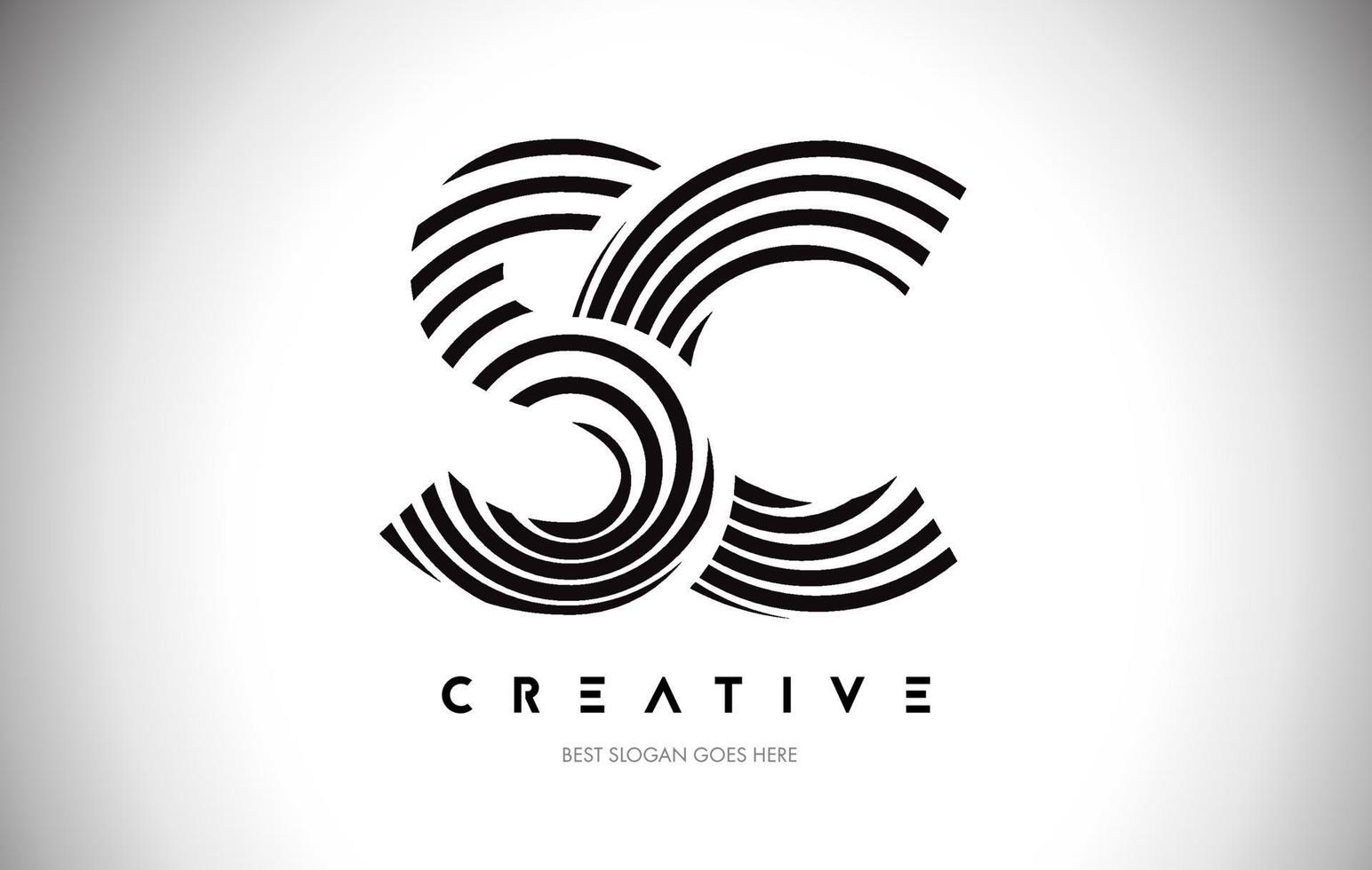 SC Lines Warp Logo Design. Letter Icon Made with Circular Lines. vector