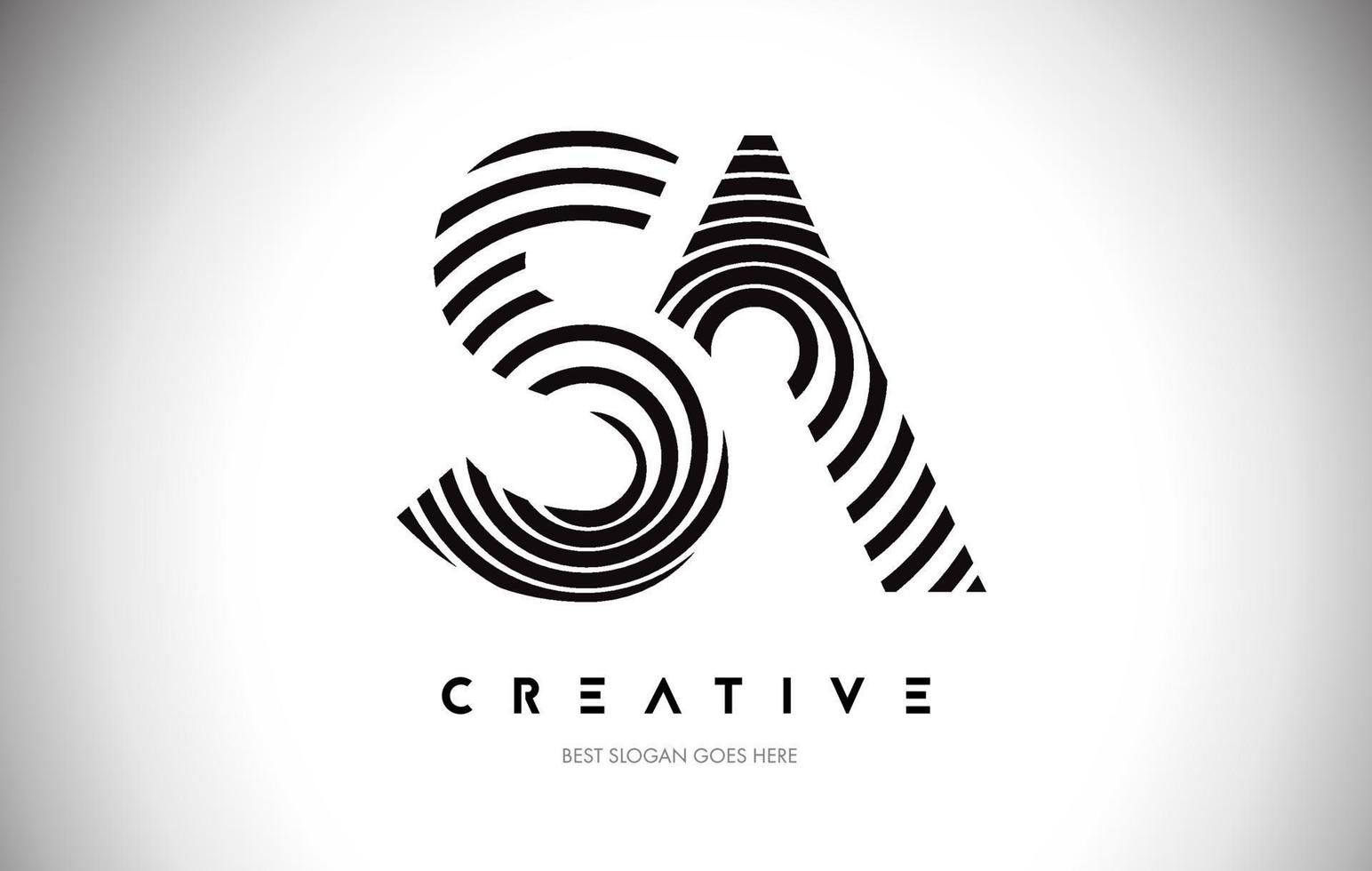 SA Lines Warp Logo Design. Letter Icon Made with Circular Lines. vector