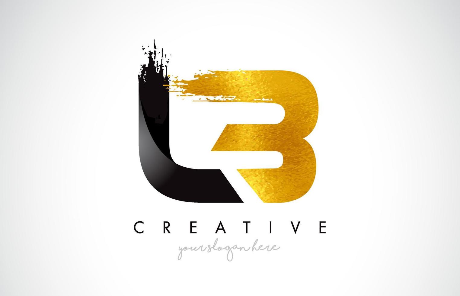 LB Letter Design with Black Golden Brush Stroke and Modern Look. vector