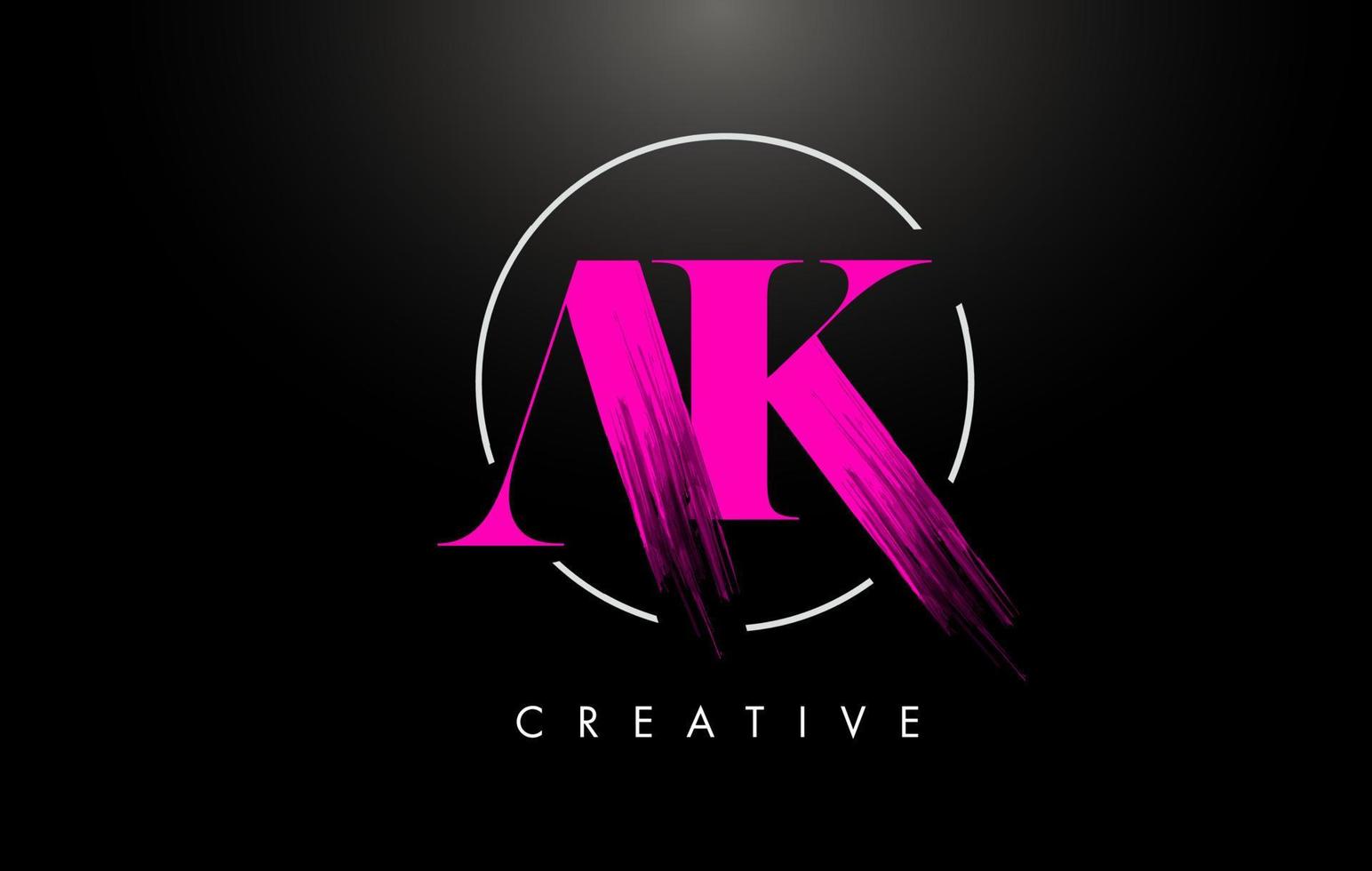 Diseño de logotipo de letra de trazo de pincel rosa ak. icono de letras de logotipo de pintura rosa. vector