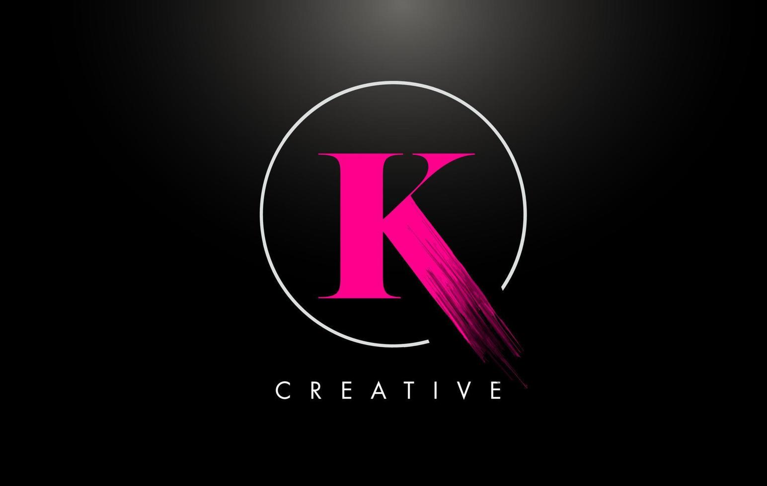 Pink K Brush Stroke Letter Logo Design. Pink Paint Logo Leters Icon. vector