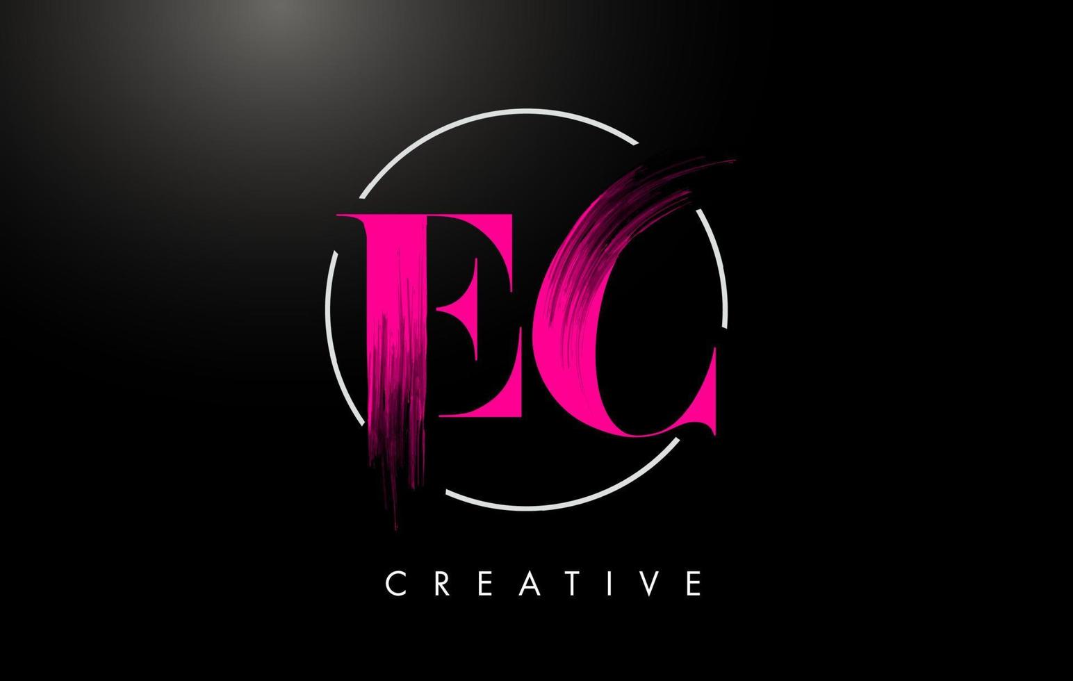Pink EC Brush Stroke Letter Logo Design. Pink Paint Logo Leters Icon. vector