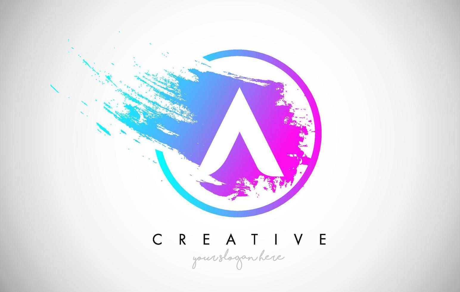 A Artistic Brush Letter Logo Design in Purple Blue Colors Vector