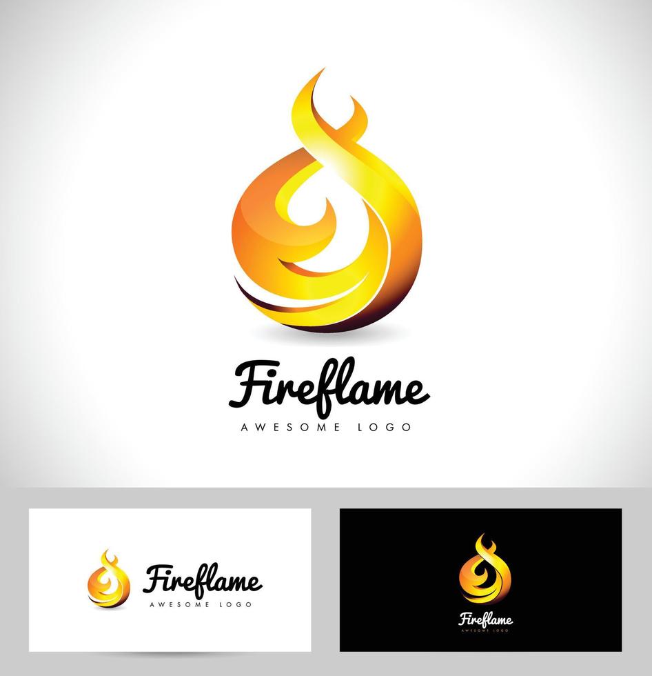 logo de llama de fuego. Concepto de logo de fuego 3d. icono de llama vector