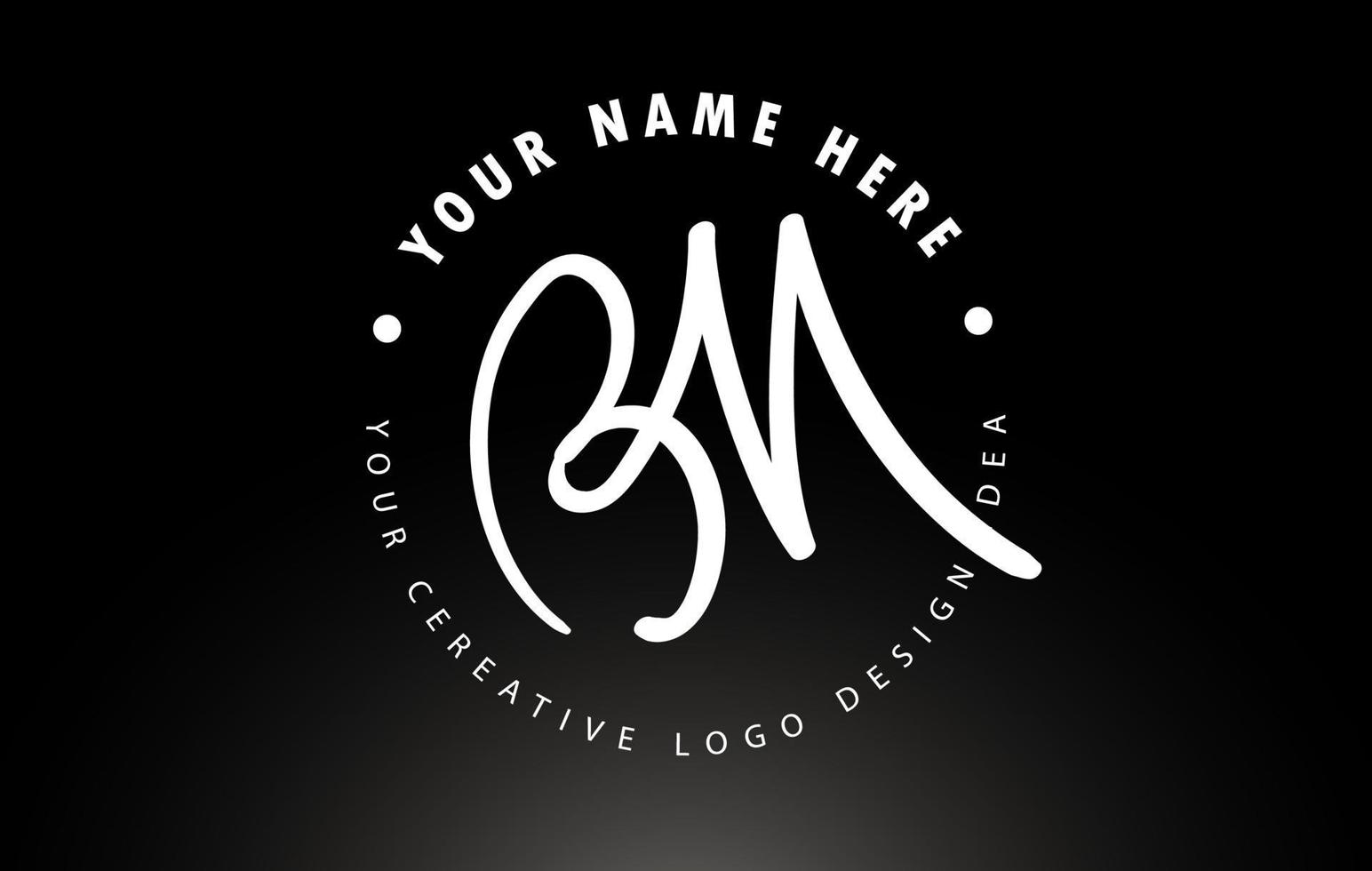 BM Handwritten Letters Logo Design with Circular Letter Pattern. Creative Handwritten Signature Logo Icon vector