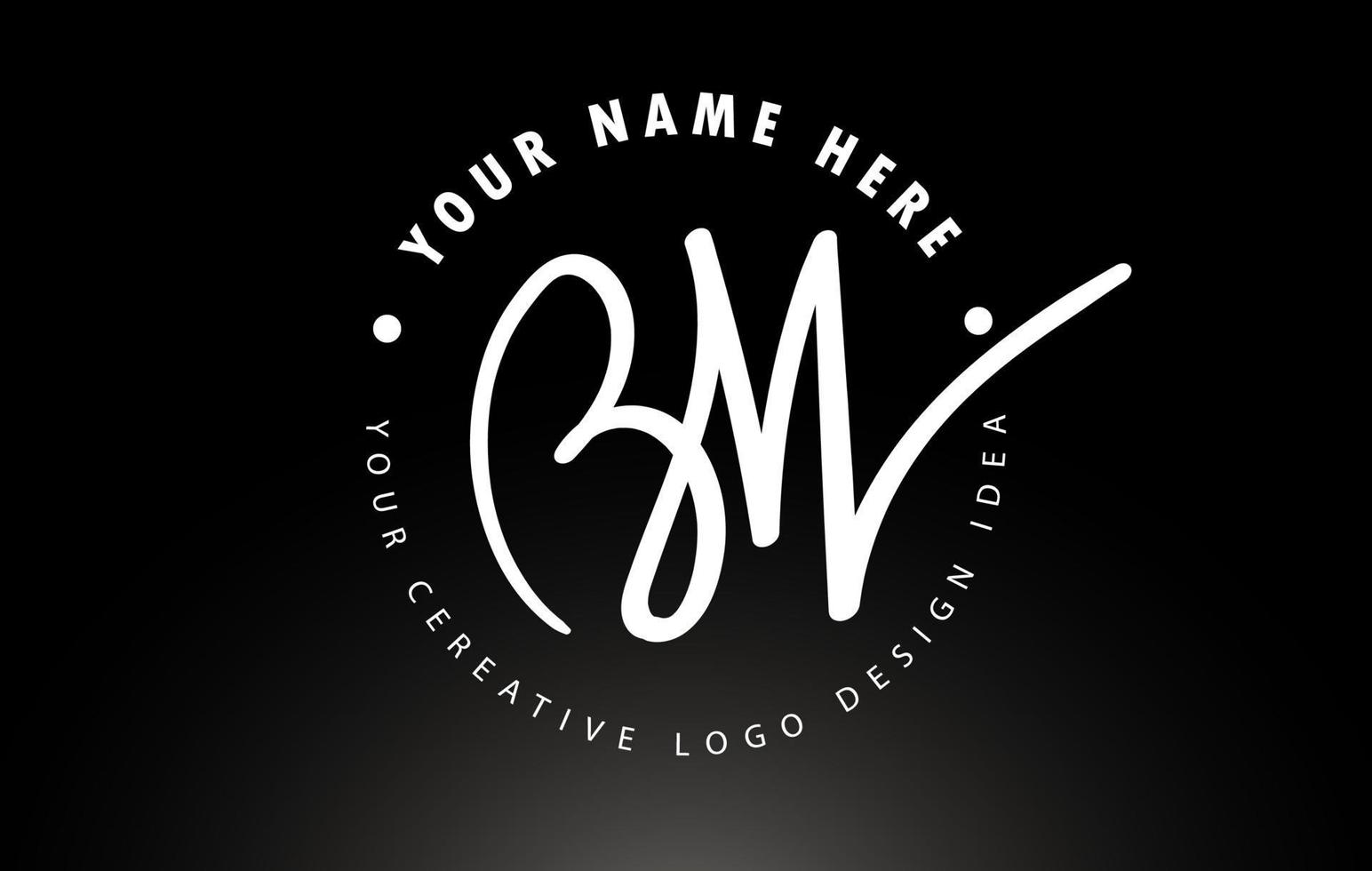 BW Handwritten Letters Logo Design with Circular Letter Pattern. Creative Handwritten Signature Logo Icon vector