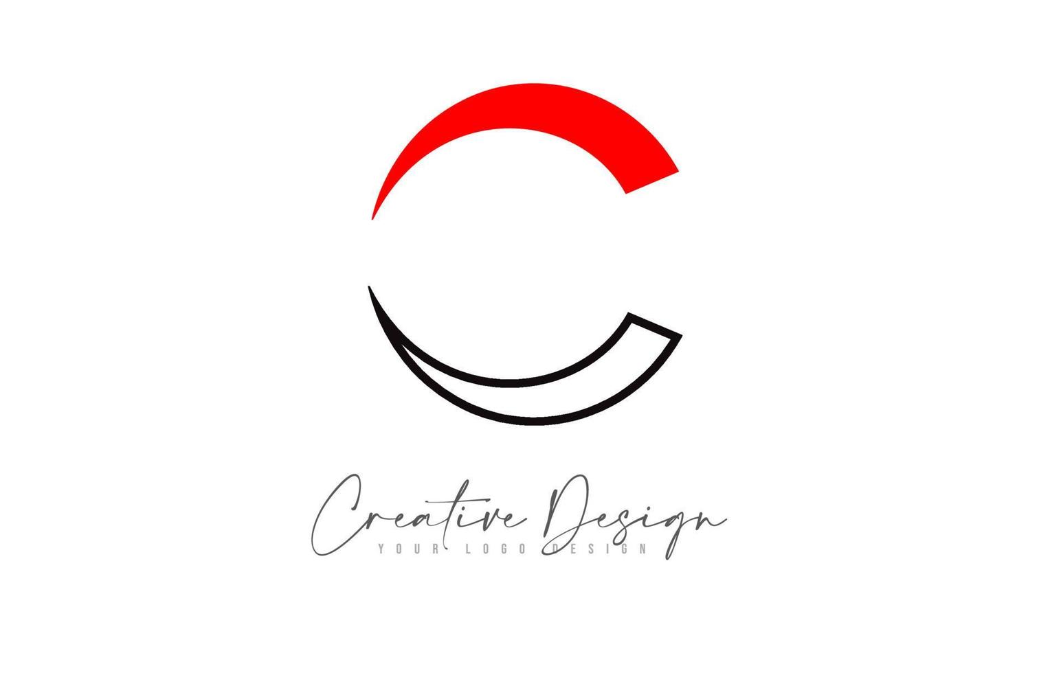 Diseño de logotipo de letra c con colores negro y rojo y vector de diseño de corte creativo