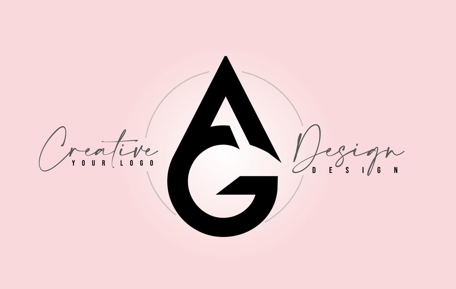 AG Letter Design Icon Logo with Letters one on top of each other Vector. vector