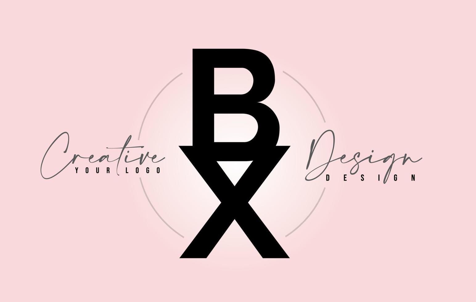 Logotipo de icono de diseño de letra bx con letras una encima de la otra vector. vector