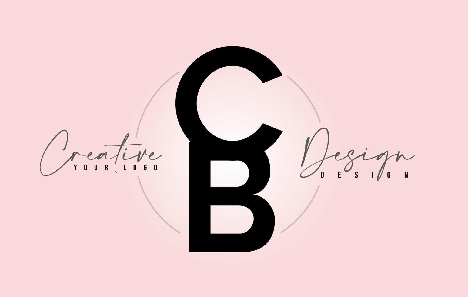 Logotipo de icono de diseño de letra cb con letras una encima de la otra vector. vector