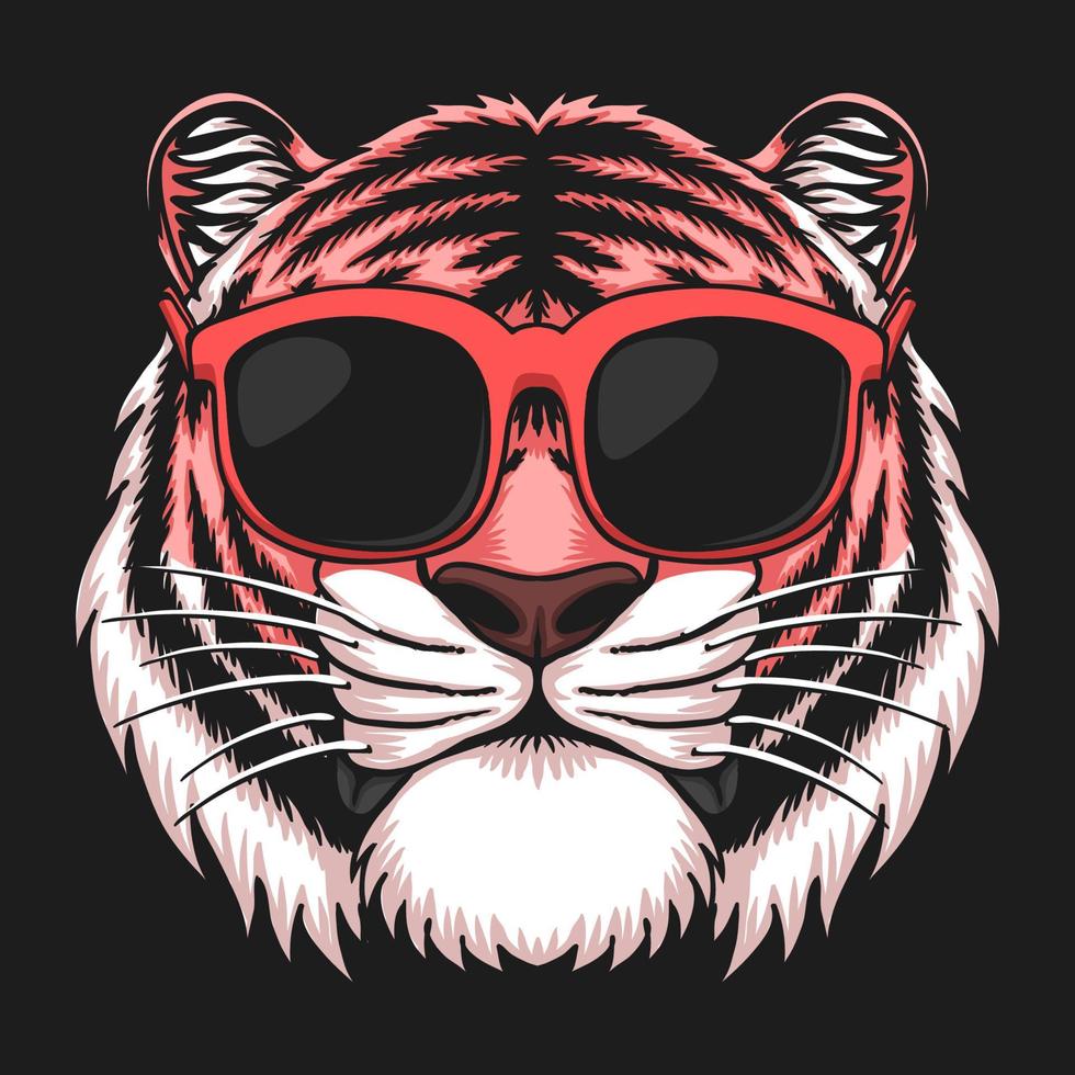 tigre, rosa, llevando, lentes, vector, ilustración vector