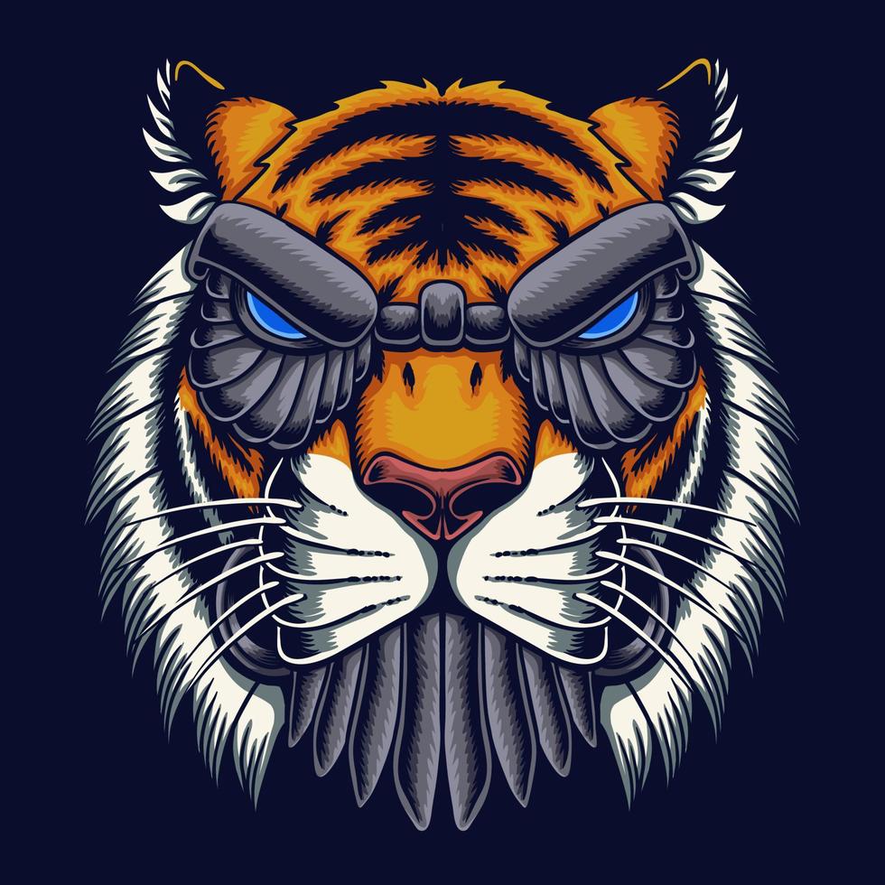 Ilustración de vector de cabeza de tigre robot