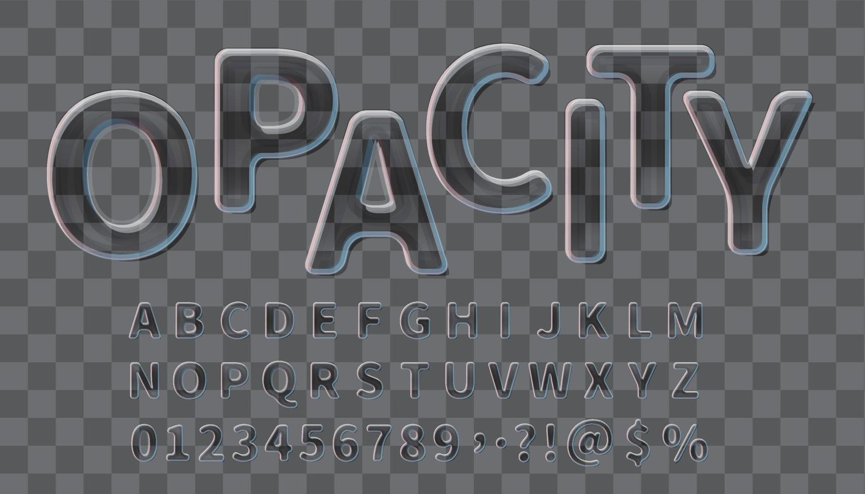 Alphabet set of symbols suitable for dark background. vector