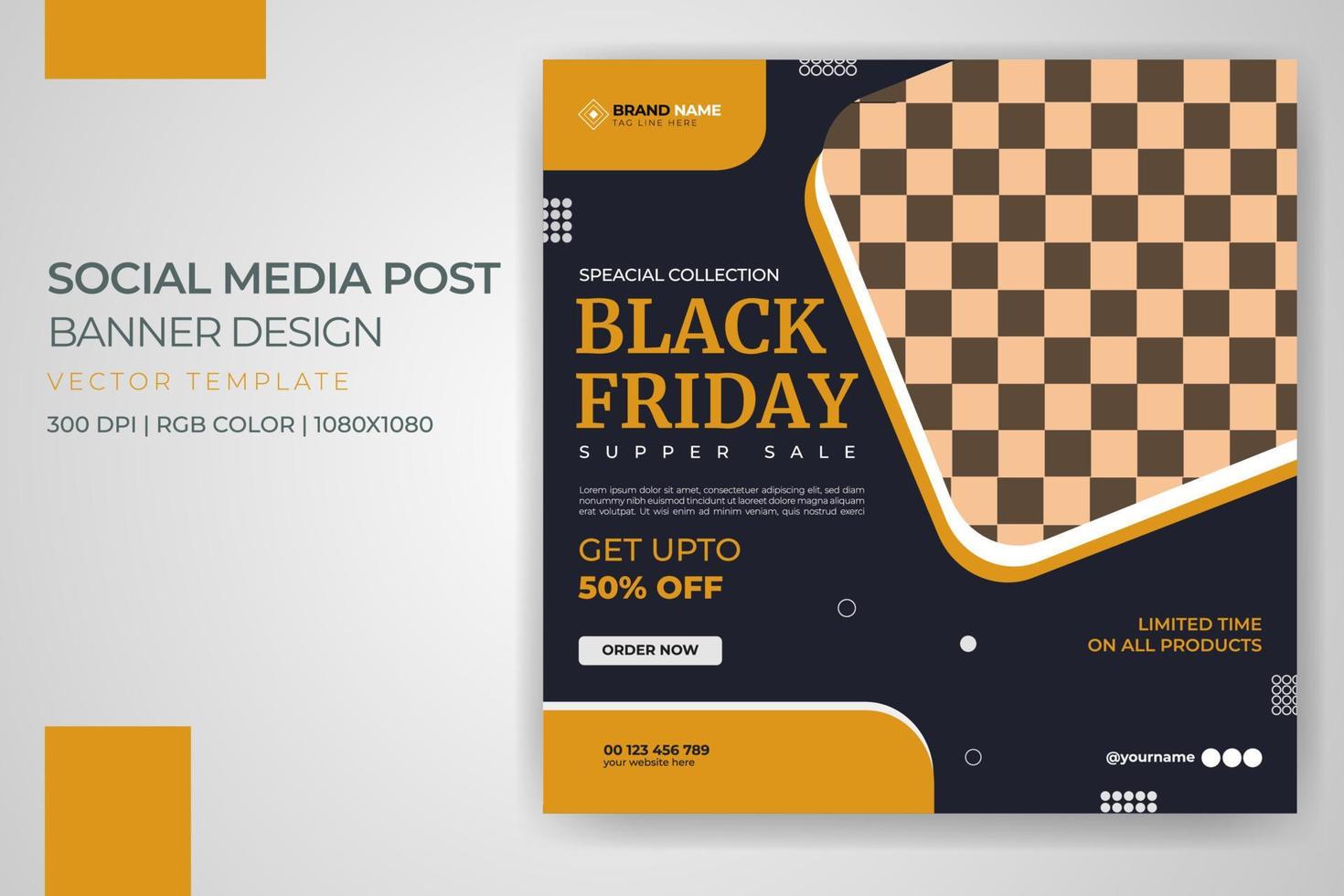 Fashion Sale Banner Black Friday Social Media Post Vector Template Design