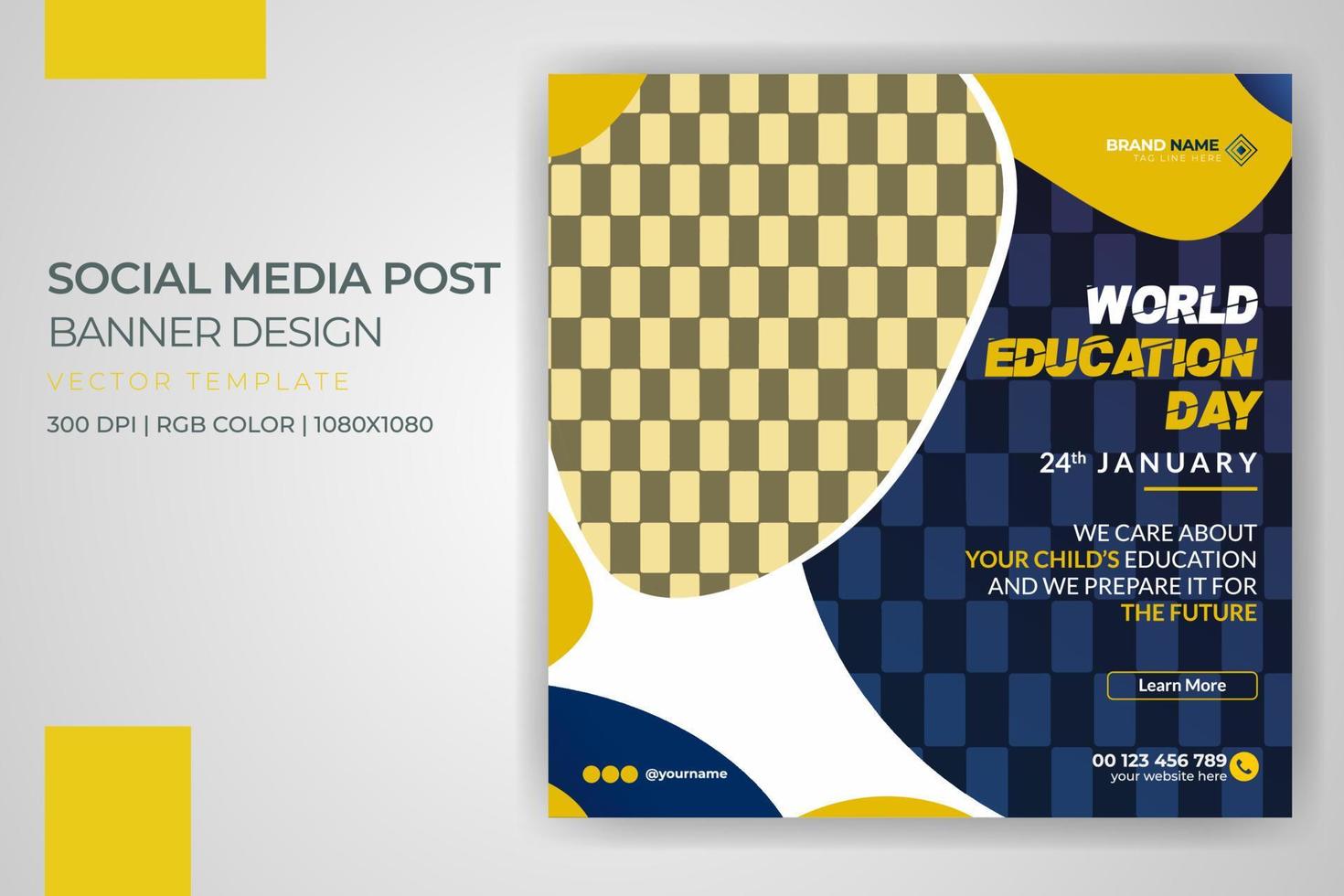 School Admission Banner World Education Social Media Post Vector Template Design