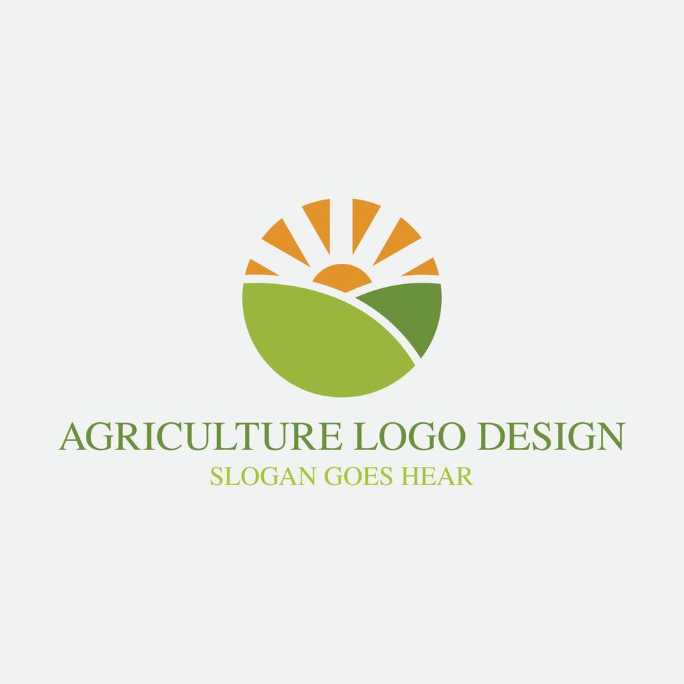 diseño de logotipo vectorial para agricultura, agronomía, granja de trigo, campo agrícola del país rural, cosecha natural vector