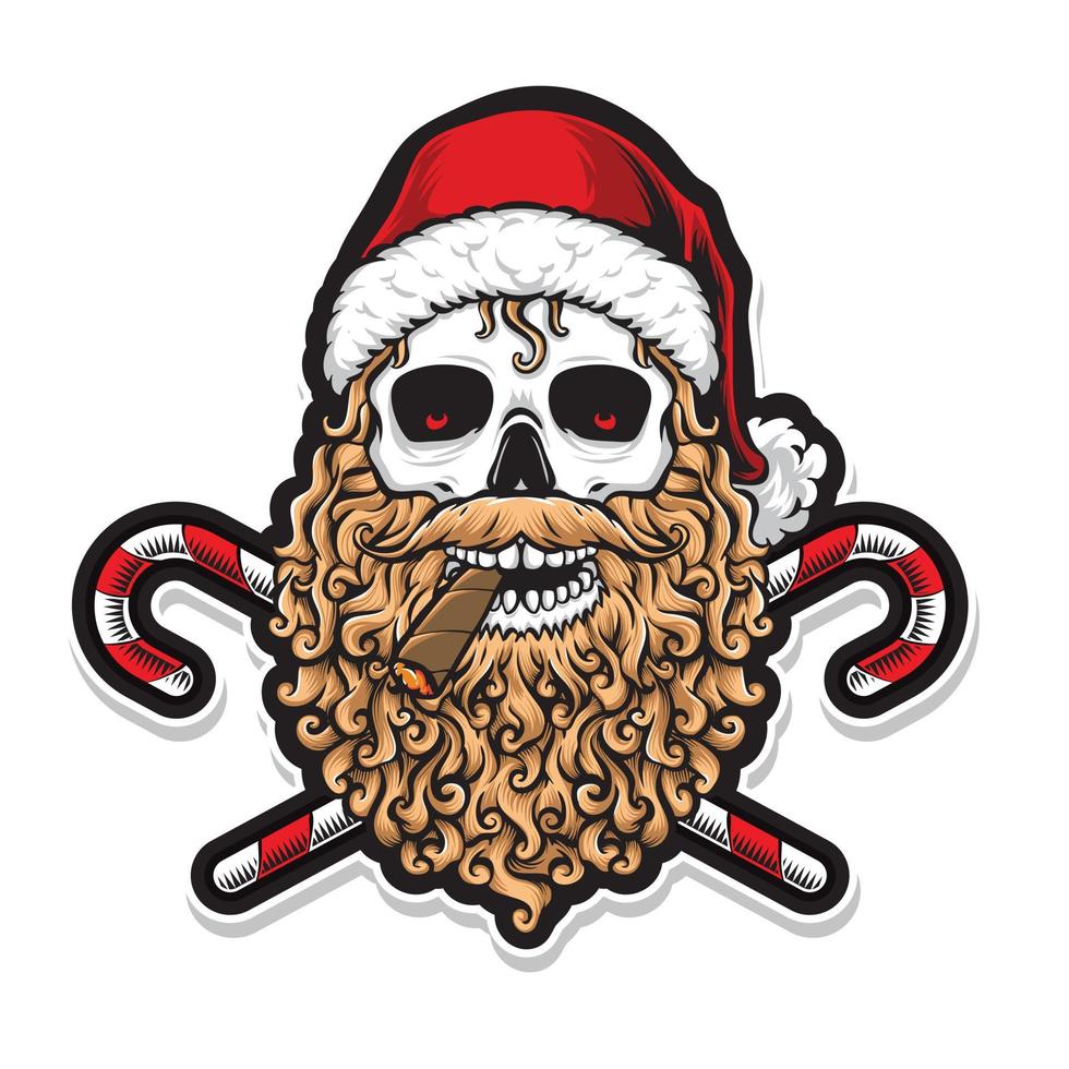 smoking santa head vector logo