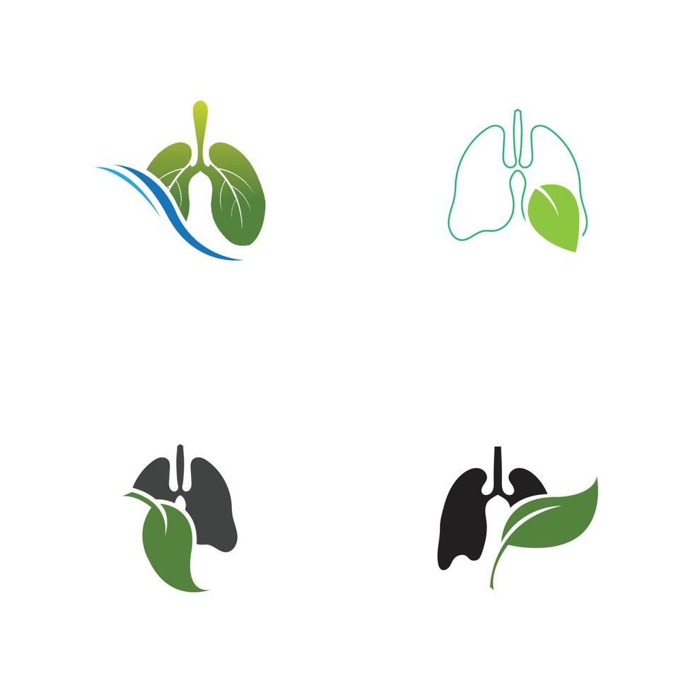 Plantilla de diseño de ilustración de logotipo de vector de pulmones verdes, este logotipo con hoja.