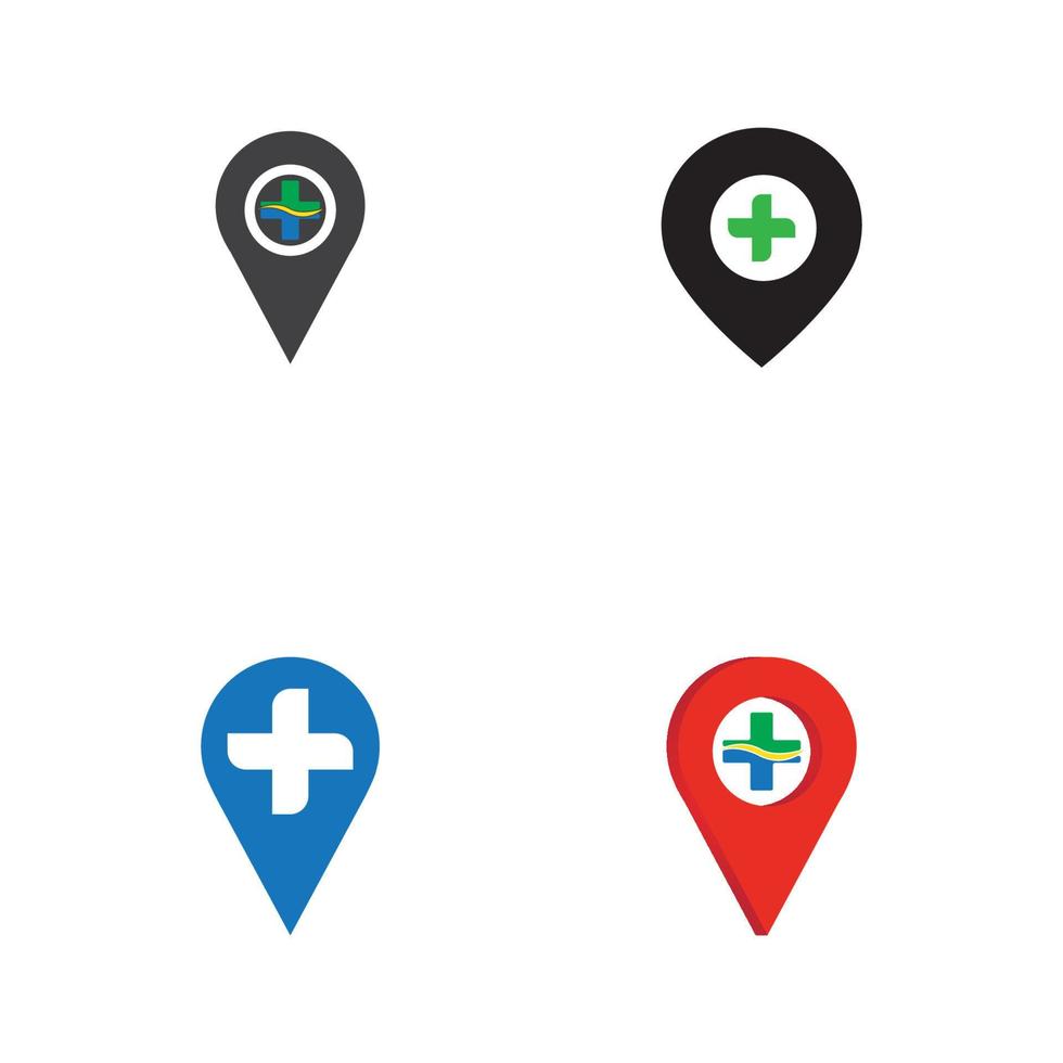 map pointer icon with cross hospital symbol position vector