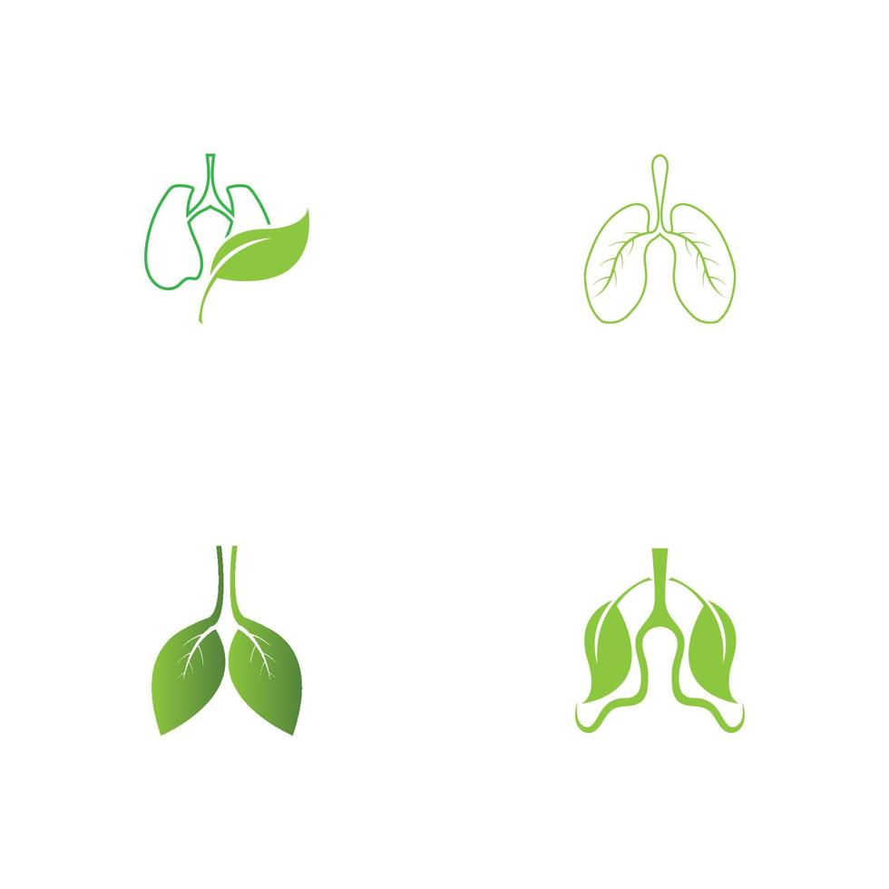 Plantilla de diseño de ilustración de logotipo de vector de pulmones verdes, este logotipo con hoja.